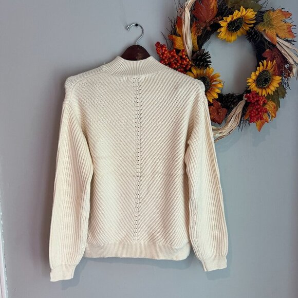 Marine Layer Skylar Turtleneck Sweater Extra Large Ivory Wool Blend - Picture 4 of 8